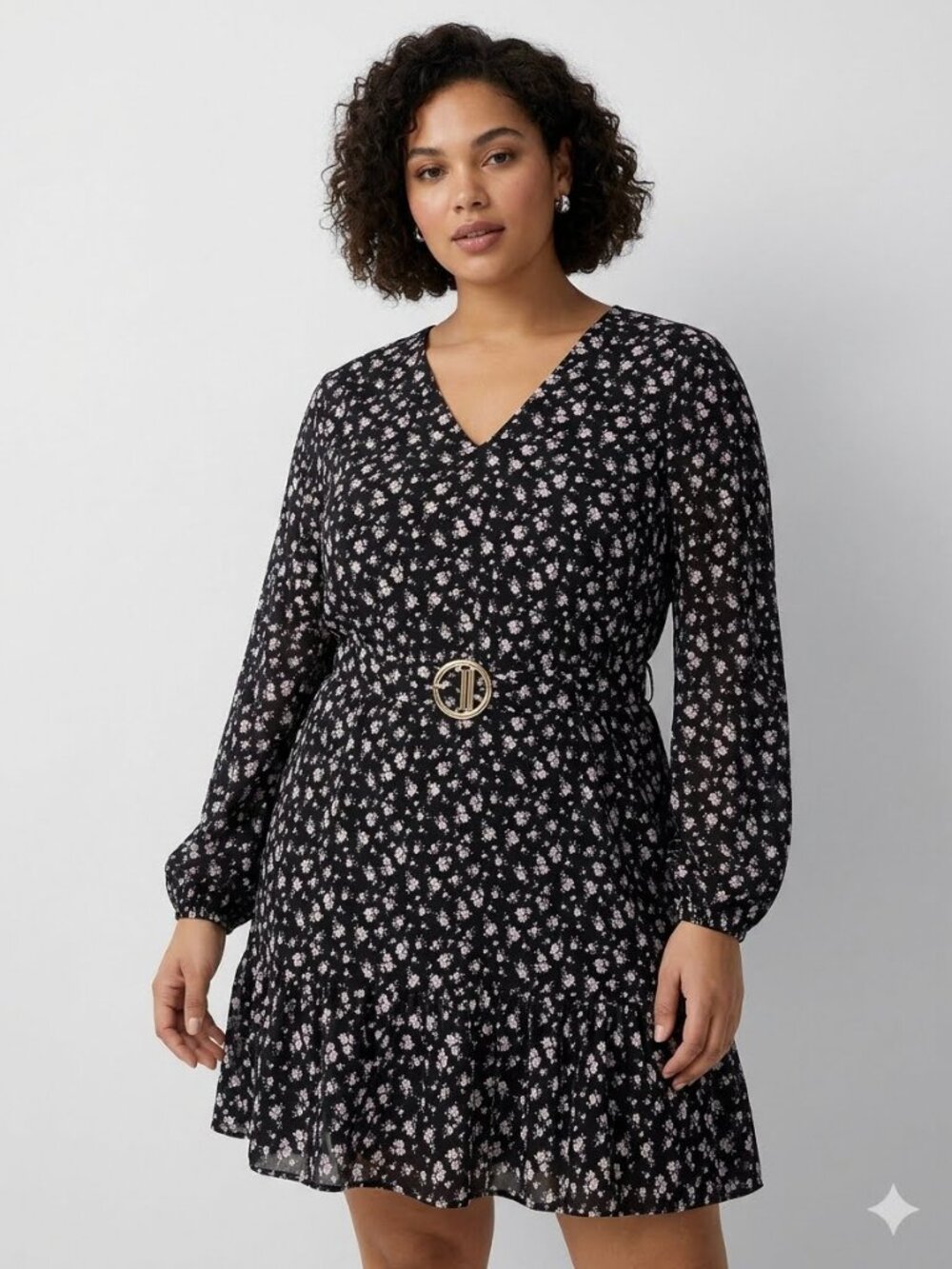 NWT Michael Kors Floral Georgette Ruffle Dress Size L